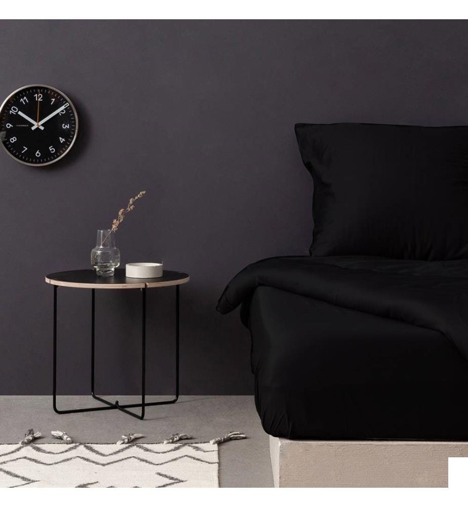 Drap-housse Satin Single Large, noir, 100% coton Satin