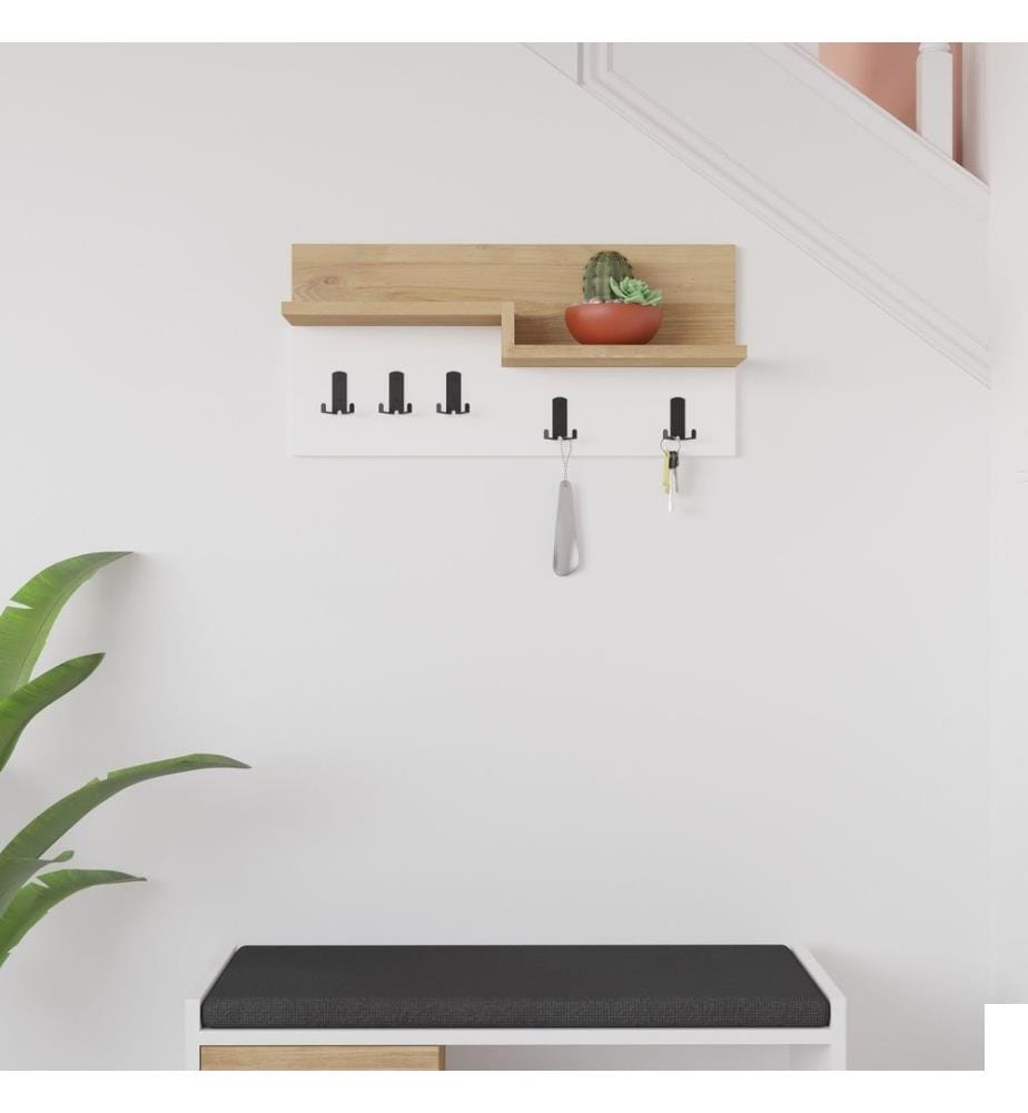 Porte-manteau, chêne, blanc, panneau de particules mélaminé