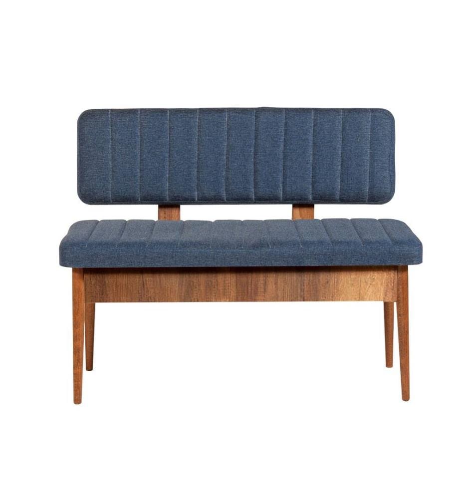 Banc, noyer bleu foncé, panneau de particules mélaminé, tissu velours