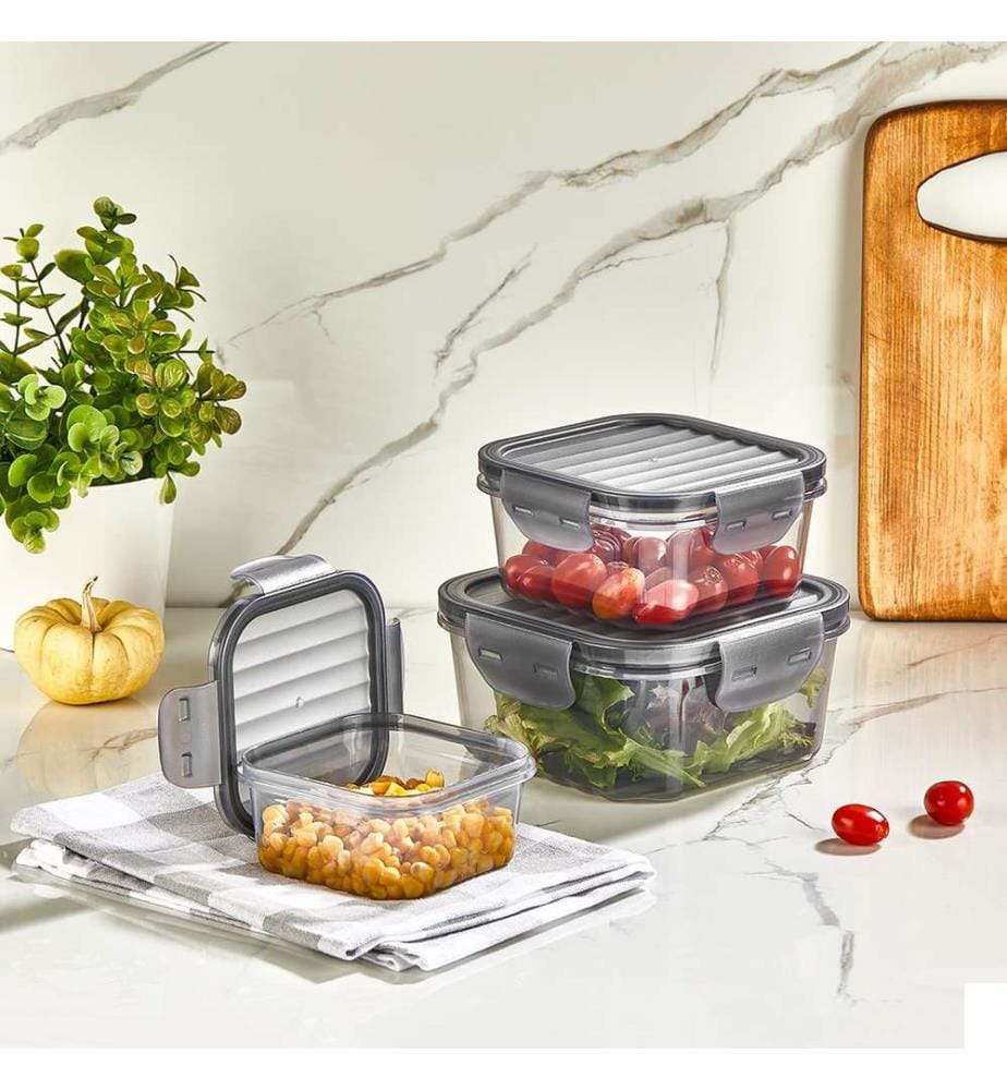 Boîte de rangement, 3 pièces, transparente, 100% Plastic