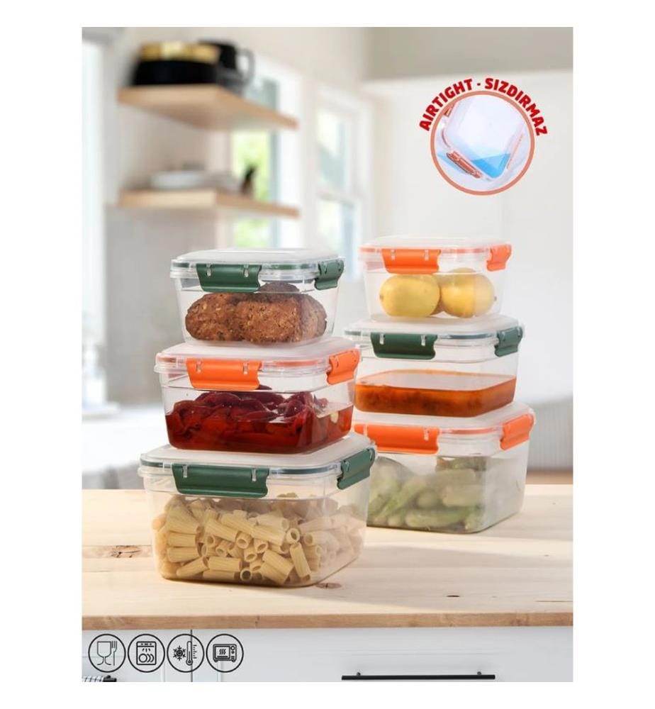 Ensemble de boîtes de rangement, 3 pièces, transparent, 100 % PLASTIQUE