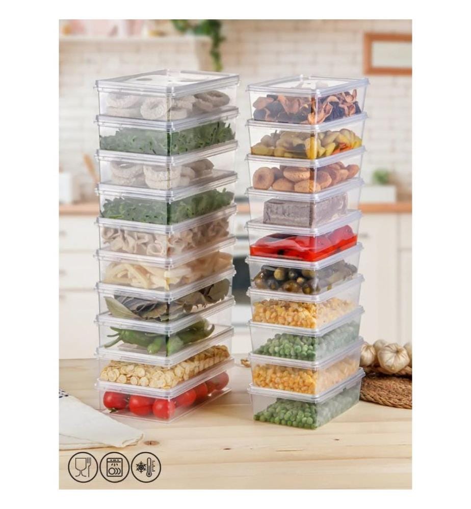 Ensemble de boîtes de rangement, 10 pièces, transparent, 100 % PLASTIQUE