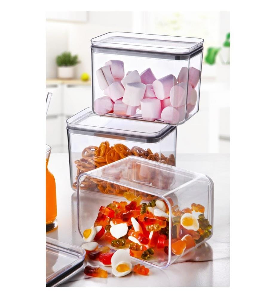 Boîte de rangement, 3 pièces, transparent, 100% Plastic