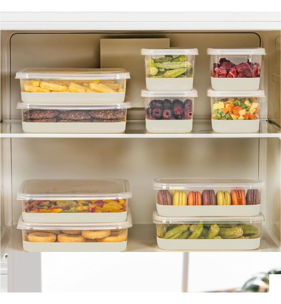 Ensemble d'organiseurs pour réfrigérateur, 10 pièces, gris, 100 % PLASTIQUE