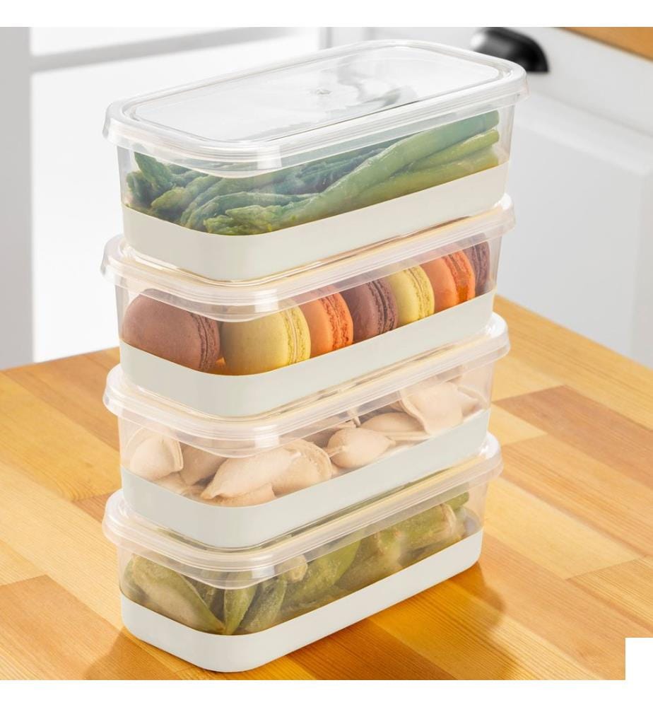 Ensemble d'organiseurs pour réfrigérateur, 4 pièces, gris, 100 % PLASTIQUE
