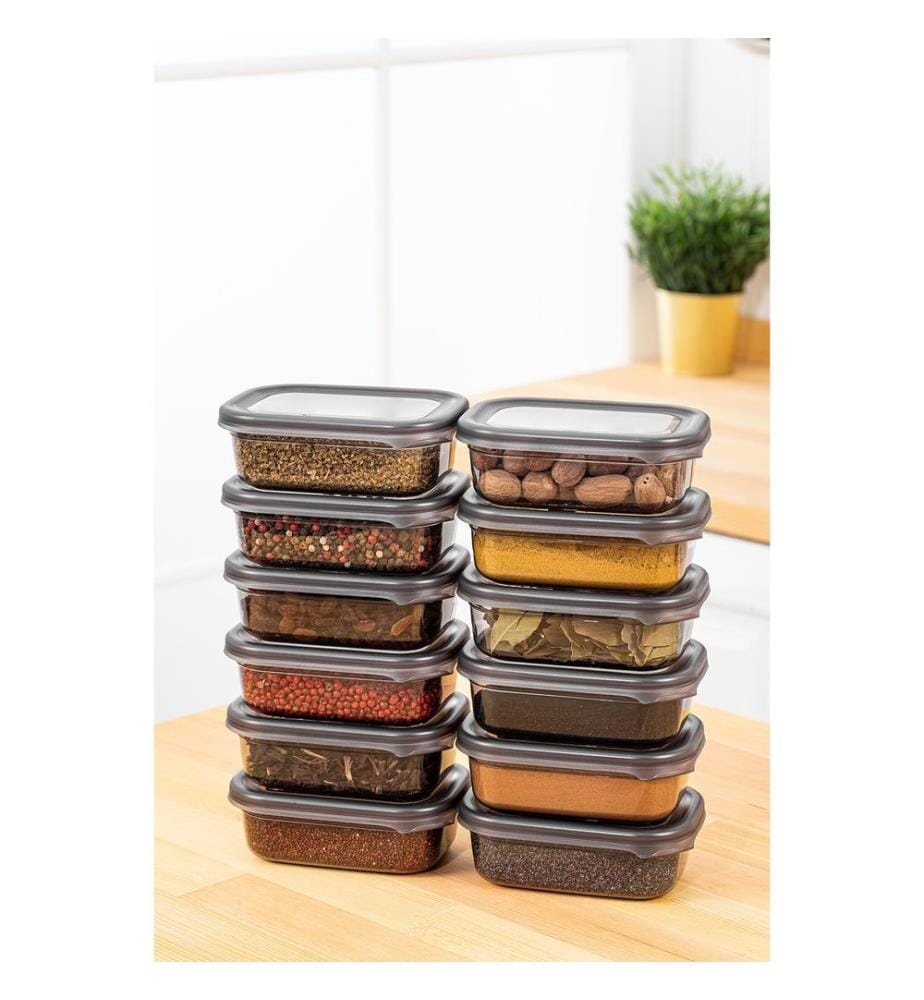 Boîte de rangement, 12 pièces, anthracite, 100% Plastic