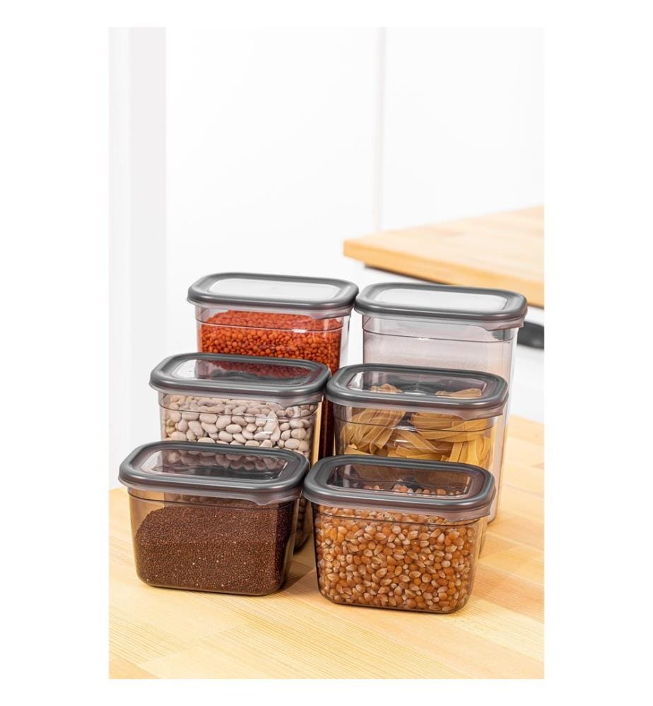 Boîte de rangement, 6 pièces, anthracite, 100% Plastic