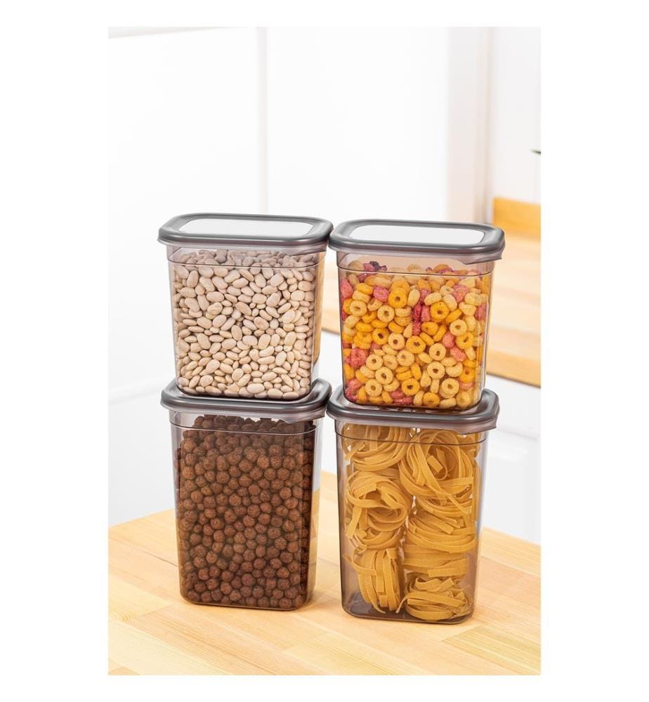 Boîte de rangement, 4 pièces, anthracite, 100% Plastic