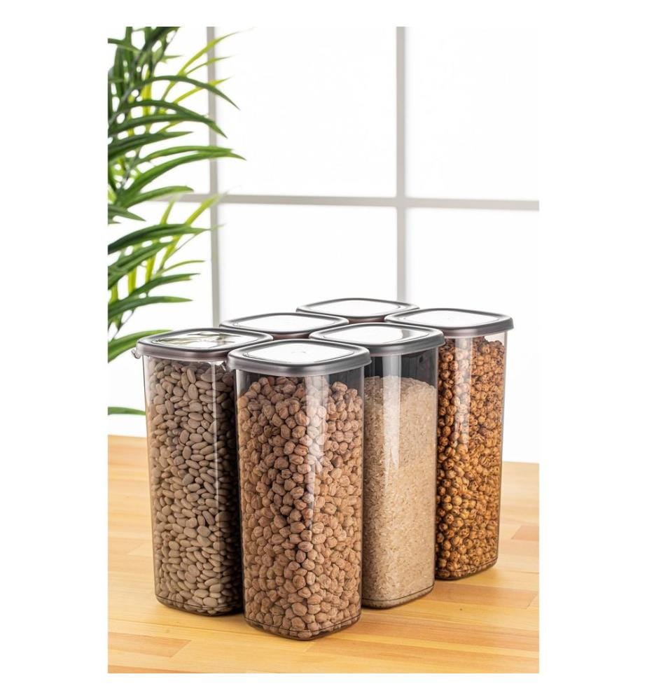 Boîte de rangement, 6 pièces, Anthracite, 100% Plastic