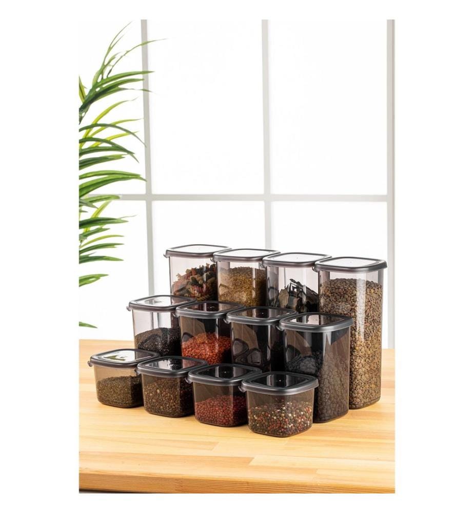 Boîte de rangement, 12 pièces, Anthracite, 100% Plastic