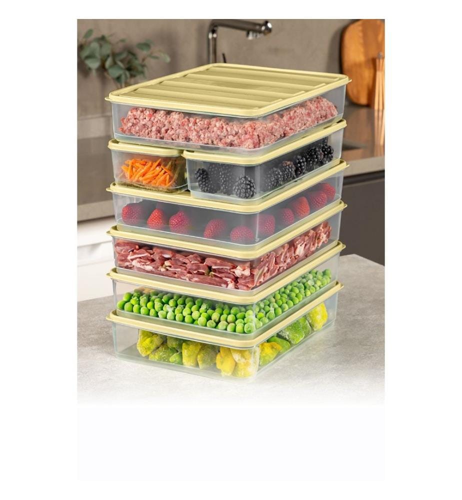 Ensemble de boîtes de rangement, 7 pièces, jaune, 100 % PLASTIQUE