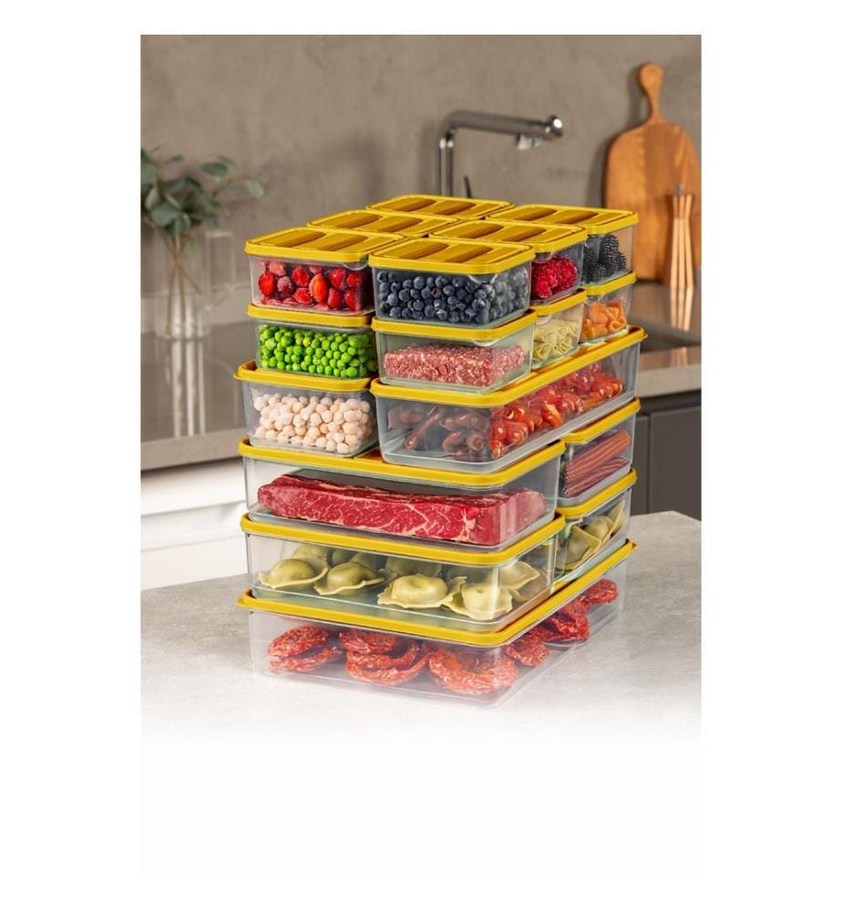 Ensemble de boîtes de rangement, 18 pièces, orange, 100 % PLASTIQUE