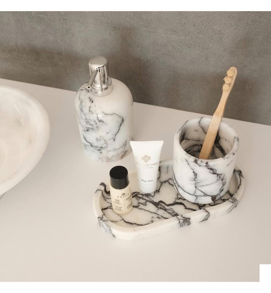Ensemble de salle de bains, 3 pièces, blanc, 100% Sicily Lila Marble
