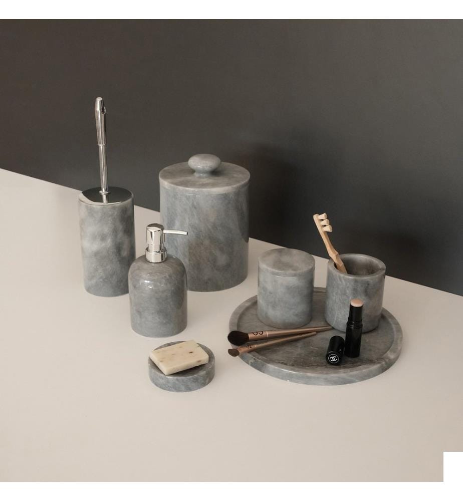 Ensemble de salle de bains, 7 pièces, gris, 100% Verona Grey Marble