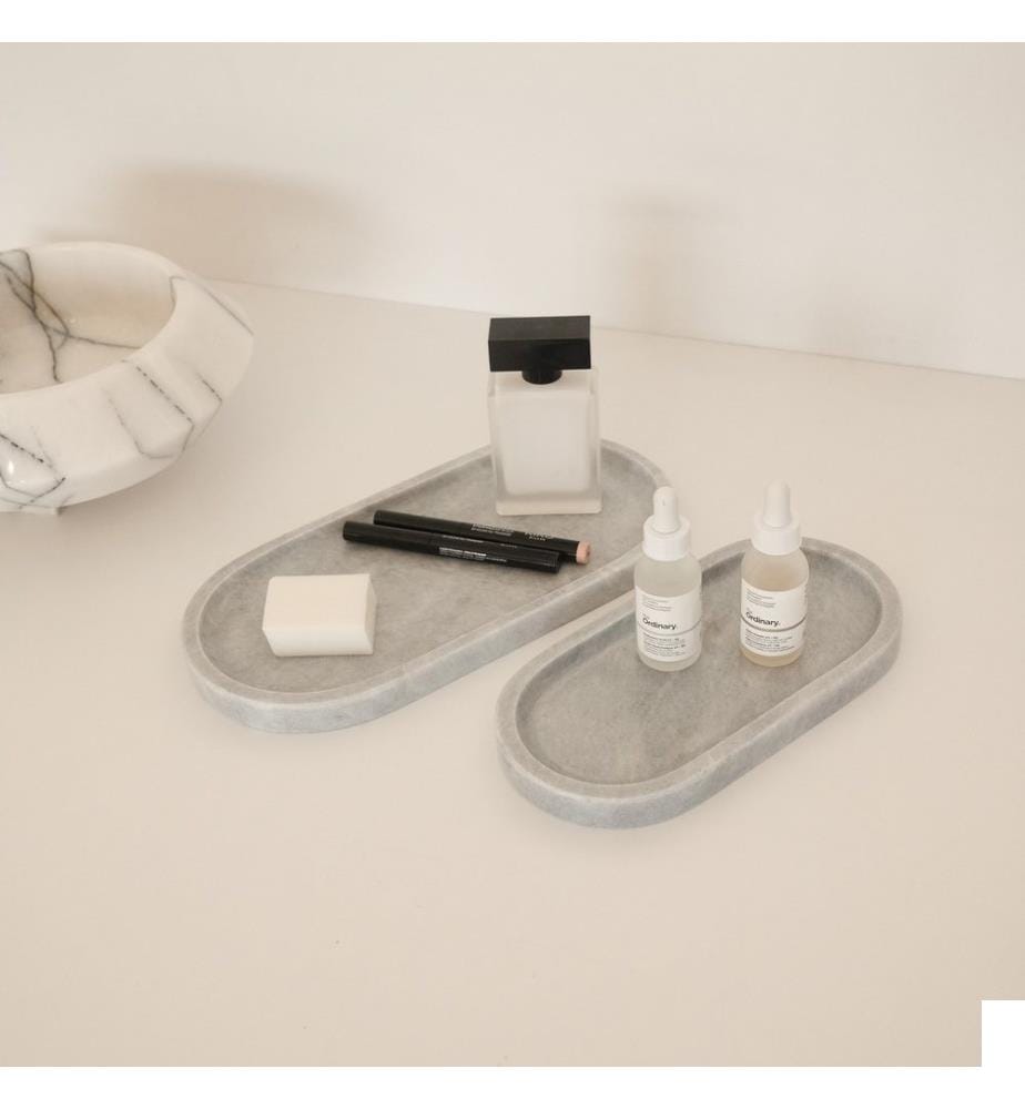 Ensemble de plateaux de salle de bains, gris, 100% marbre gris de Vérone