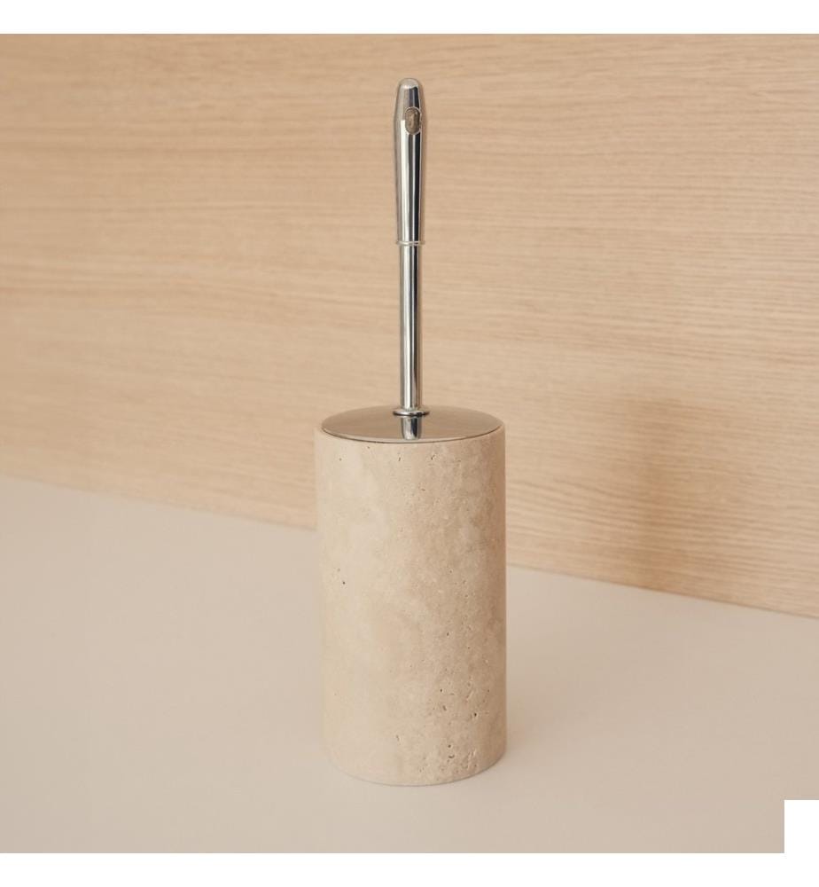 Brosse de toilette, beige, 100% marbre travertin