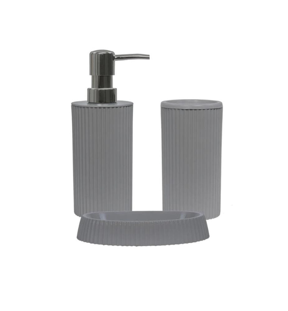 Ensemble de salle de bains, 3 pièces, gris, 0 PLASTIQUE