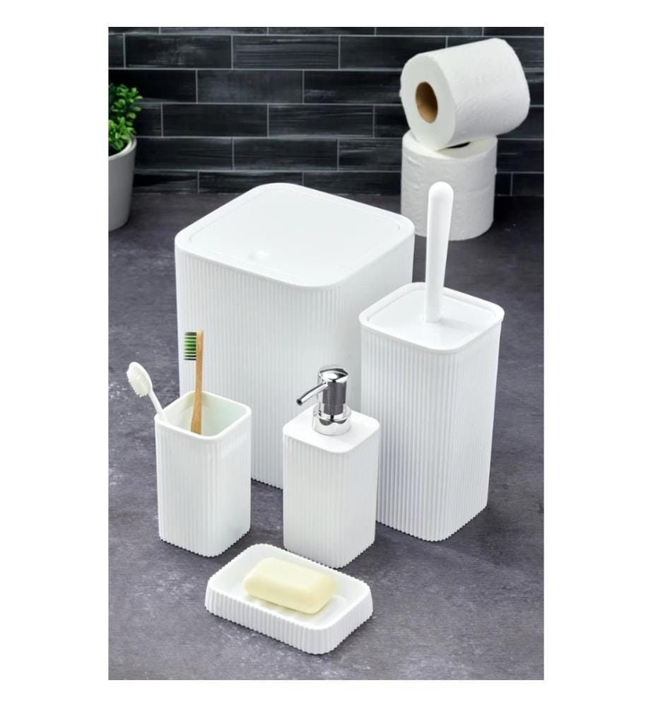 Ensemble de salle de bains, 5 pièces, blanc, 0 PLASTIQUE
