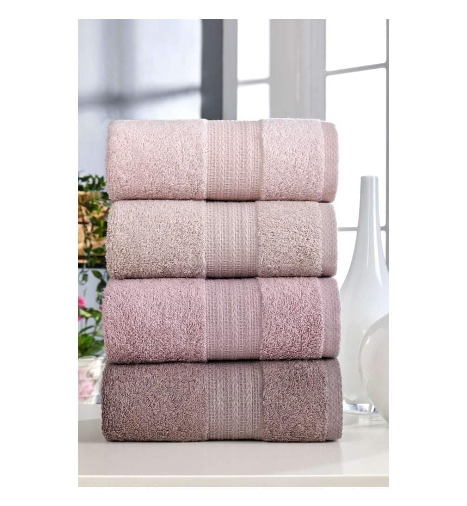 Set d'essuie-mains, 4 pièces, poudre, 100% COTON