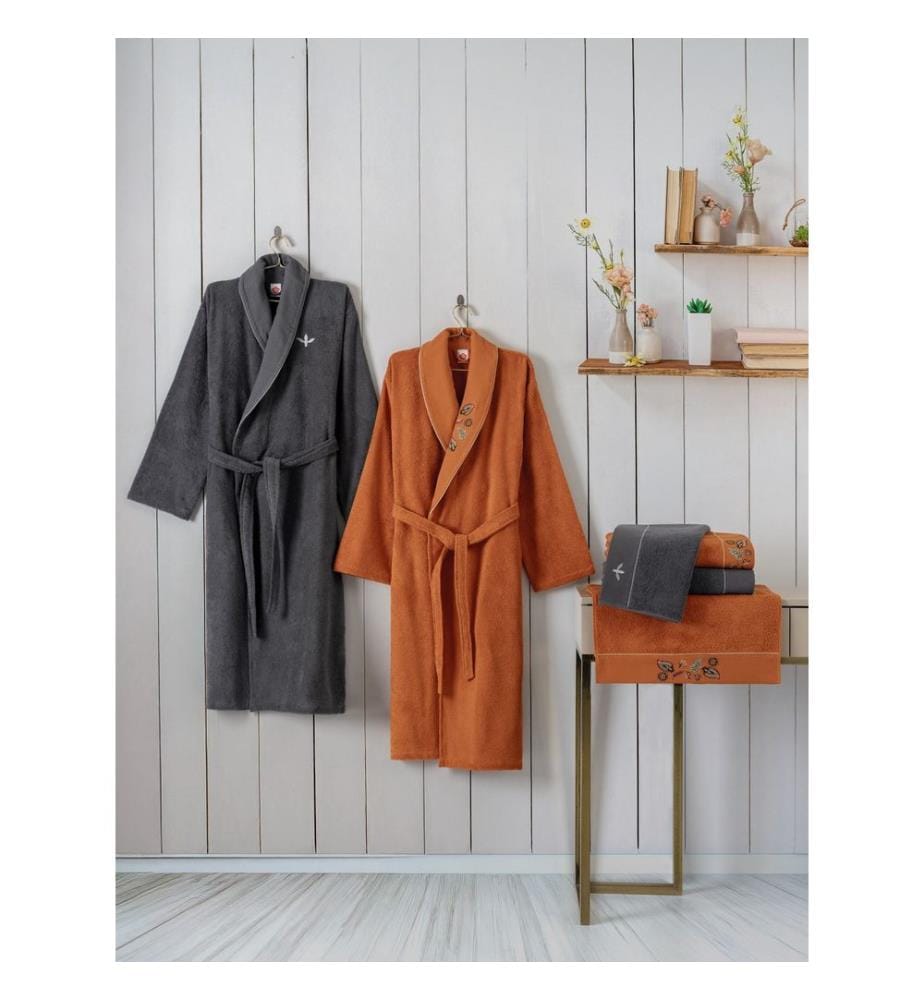 Ensemble de bain familial, Anthracite, Cannelle, 100% COTON