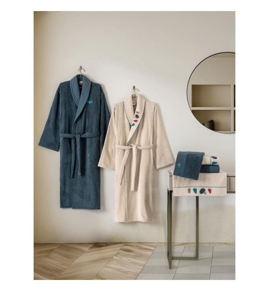 Ensemble de bain familial, Beige, Petrol, 100% COTTON