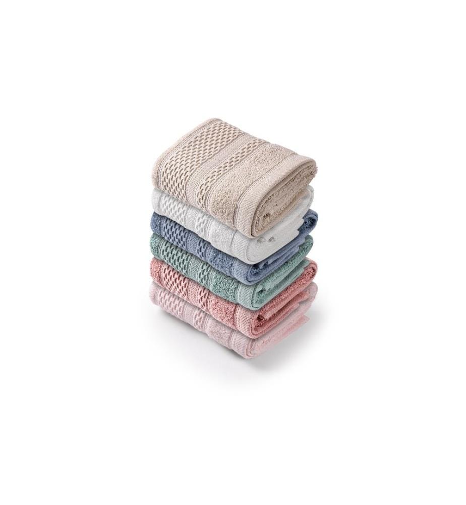 Set de serviettes de toilette, 6 pièces, Multicolore, 100% COTON