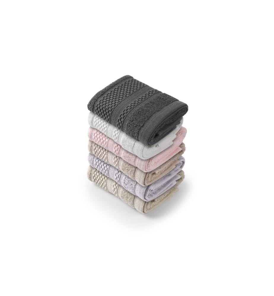 Set de serviettes de toilette, 6 pièces, Multicolore, 100% COTON
