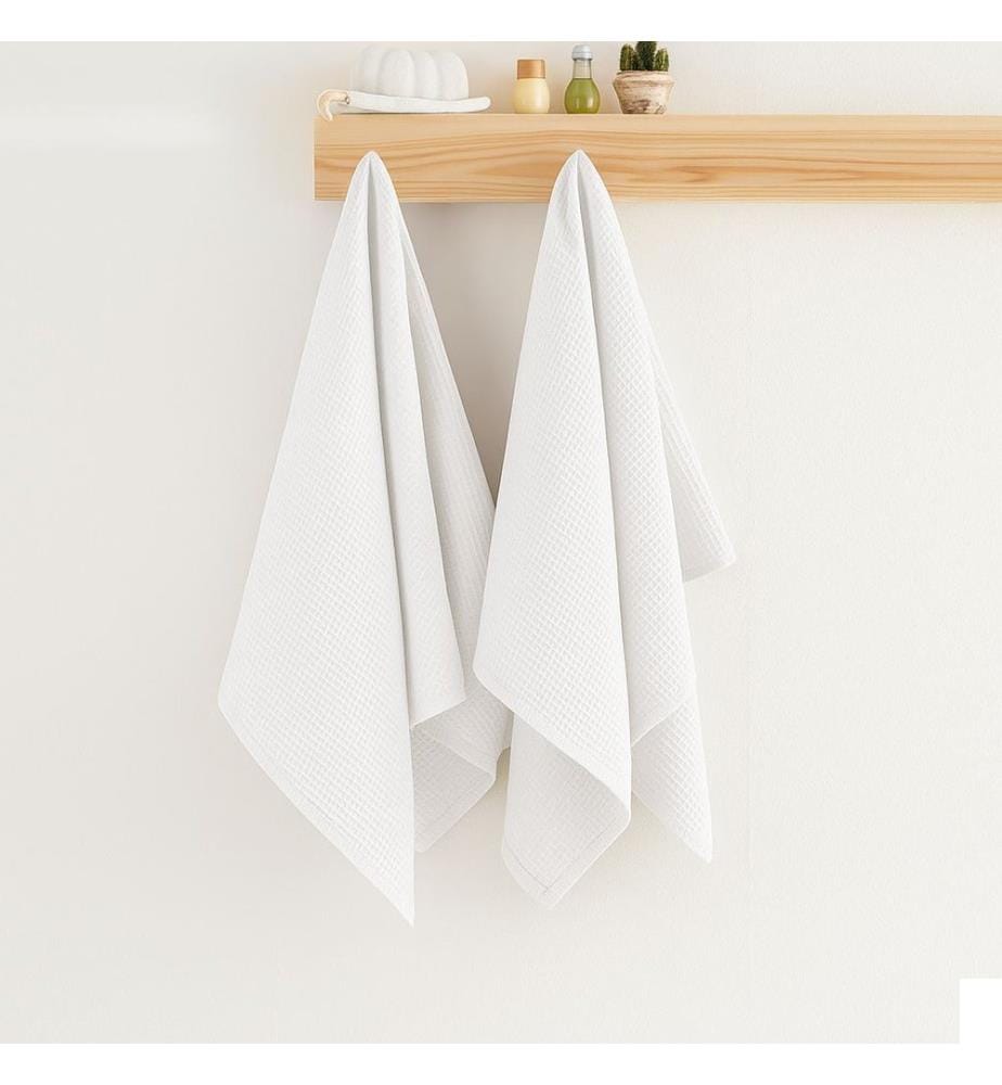 Ensemble de serviettes de bain, 2 pièces, blanc, 65% COTON / 35% POLYESTER