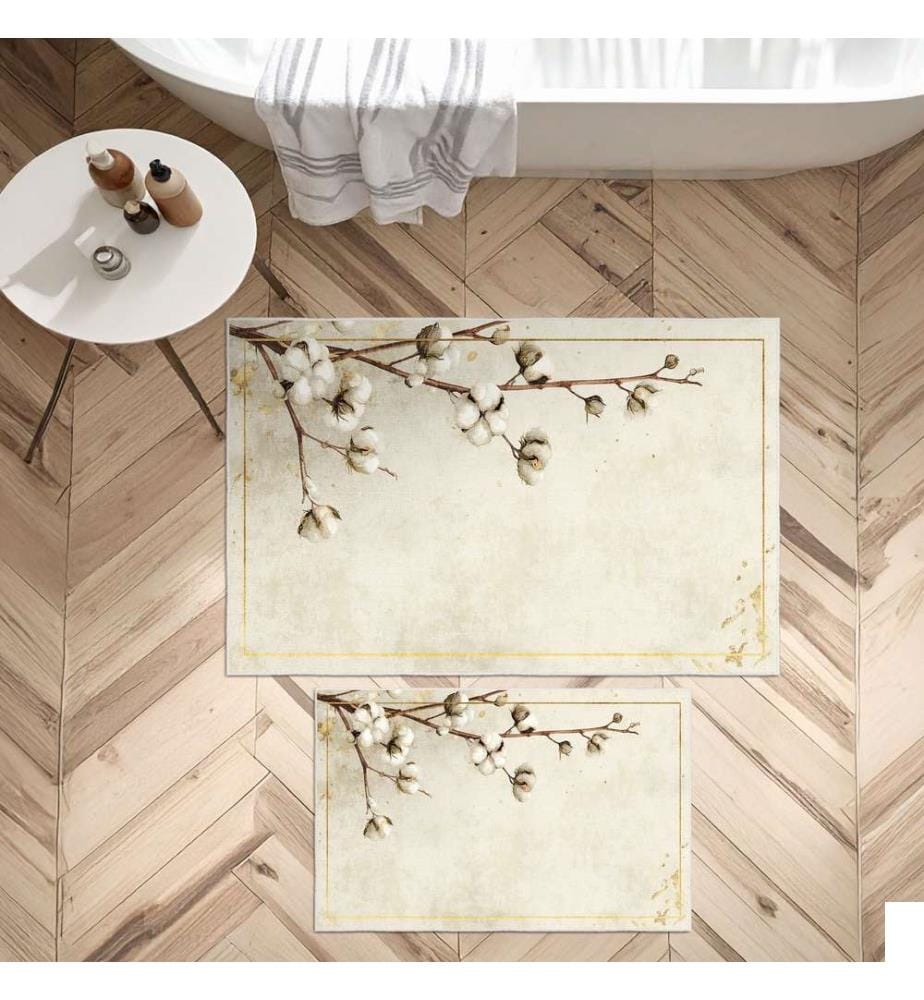 Ensemble de tapis de bain, 2 pièces, Beige, 100% POLYESTER