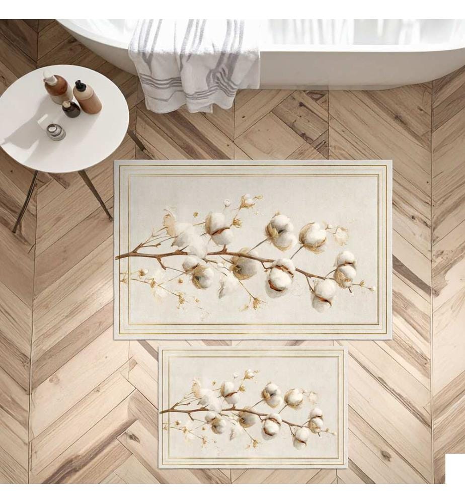 Ensemble de tapis de bain, 2 pièces, Beige, 100% POLYESTER