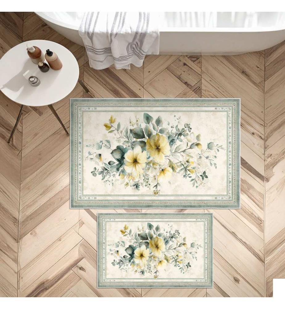 Ensemble de tapis de bain, 2 pièces, Beige, 100% POLYESTER