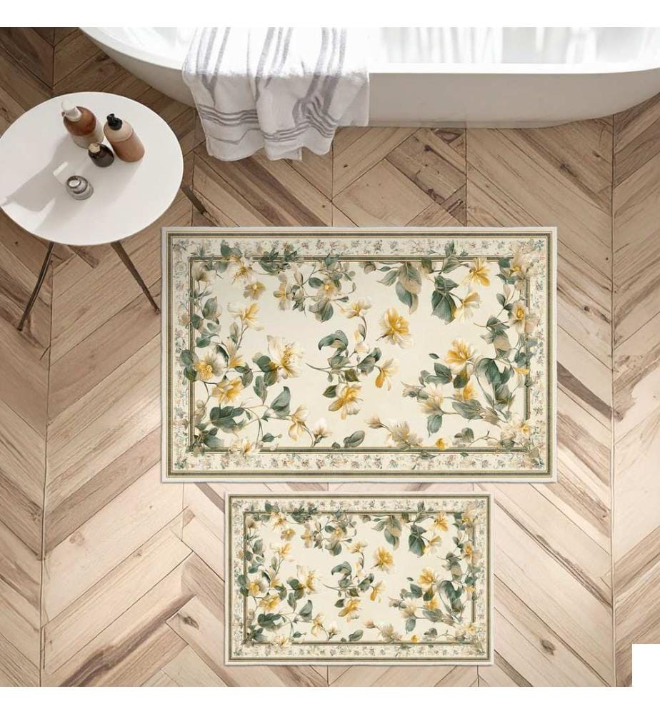 Ensemble de tapis de bain, 2 pièces, Beige, 100% POLYESTER