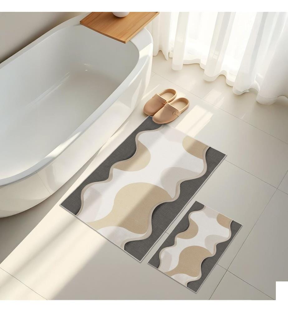 Ensemble de tapis de bain, 2 pièces, Beige, 100% POLYESTER