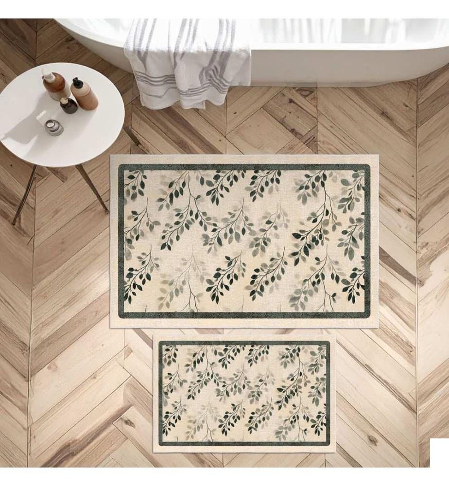 Ensemble de tapis de bain, 2 pièces, Beige, 100% POLYESTER