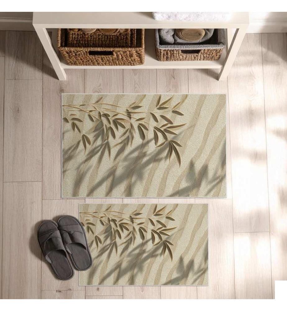 Ensemble de tapis de bain, 2 pièces, Beige, 100% POLYESTER