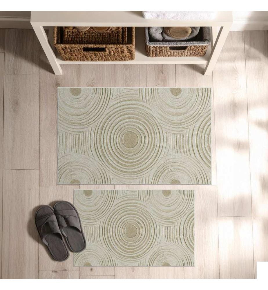 Ensemble de tapis de bain, 2 pièces, Beige, 100% POLYESTER