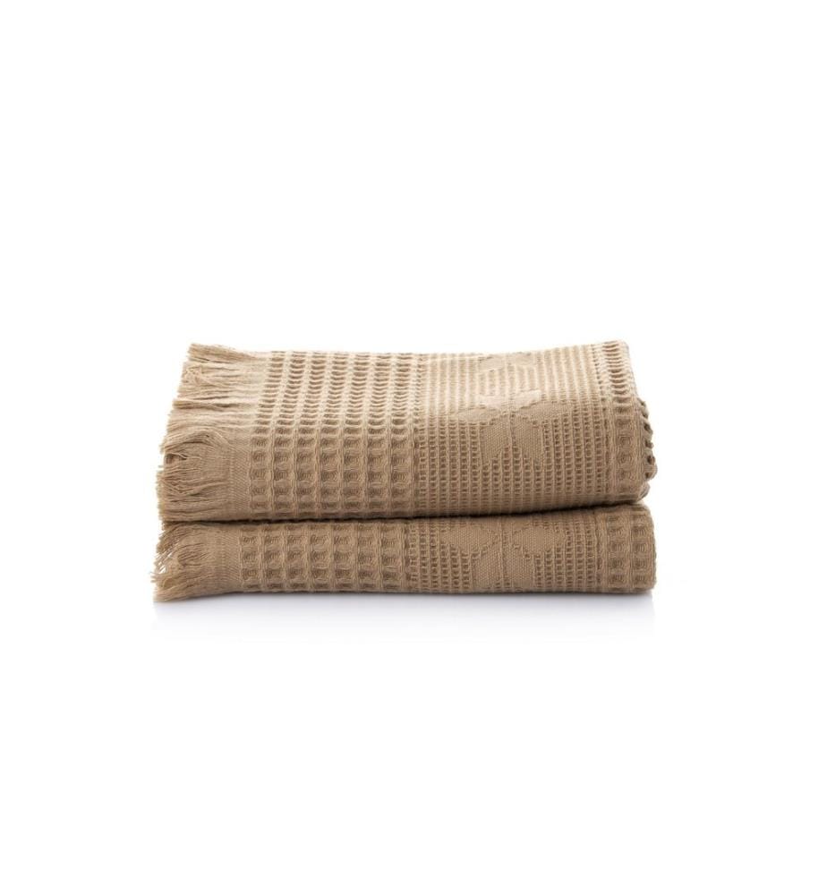 Set d'essuie-mains, 2 pièces, marron, 100% COTON