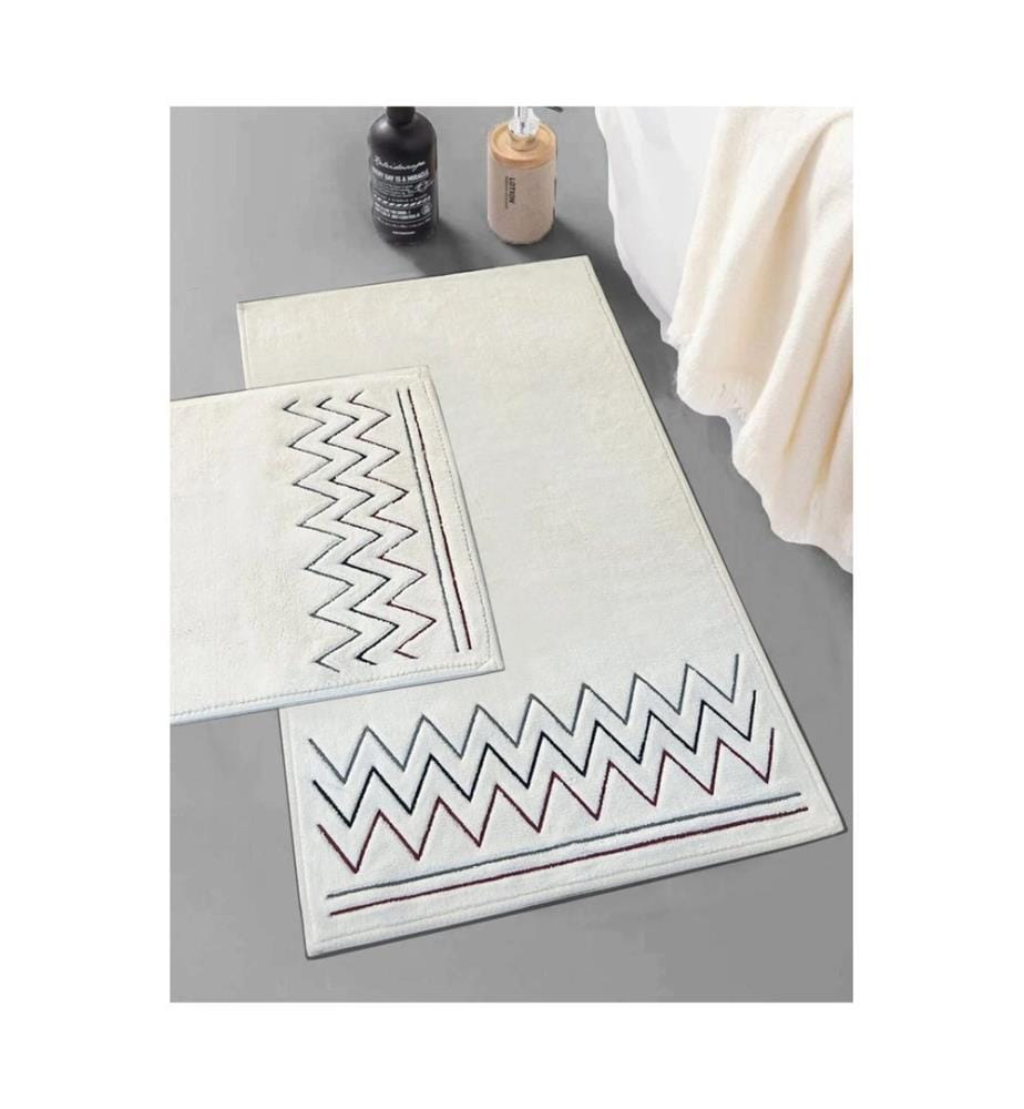 Set de tapis de bain, 2 pièces, rouge, 100% COTON