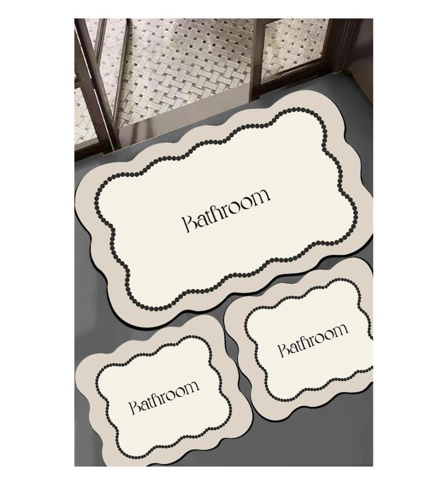 Set de tapis de bain, 3 pièces, Ecru, 100% POLYESTER