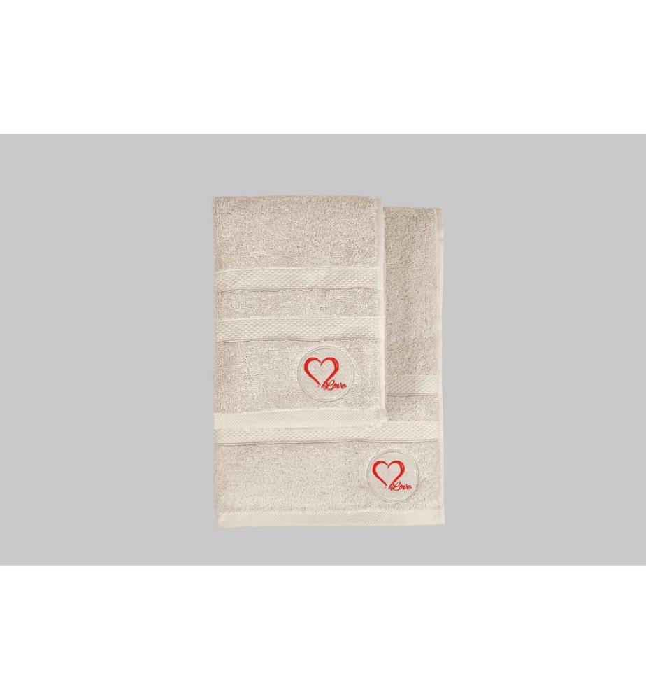 Ensemble de serviettes de toilette et de bain, 2 pièces, beige, 100% COTON