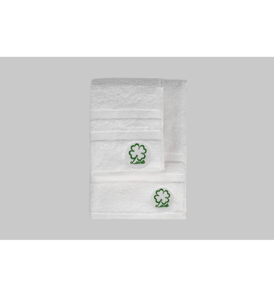 Set de serviettes de toilette et de bain, 2 pièces, blanc, 100% COTON