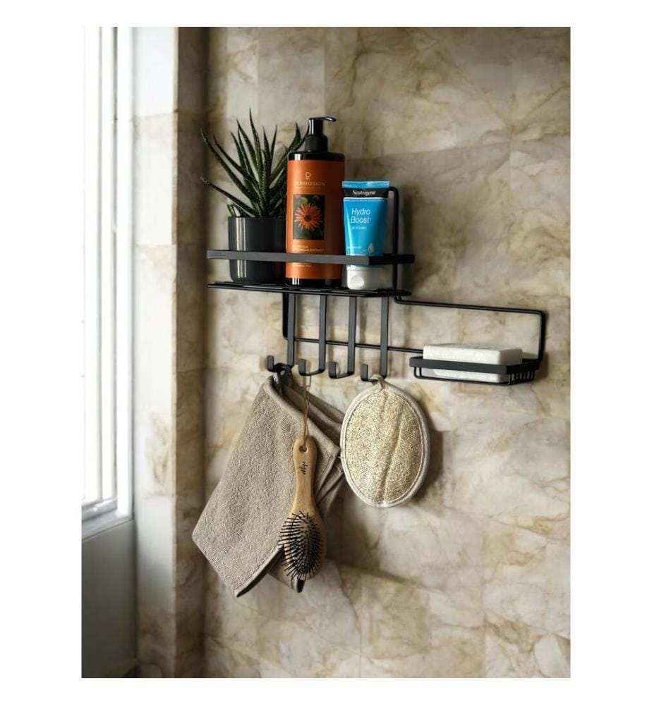 Organisateur de salle de bain, noir, 100% METAL