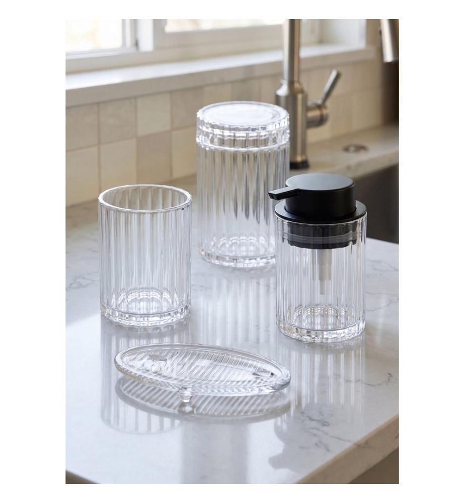 Ensemble de salle de bain, 4 pièces, 100 % verre, transparent