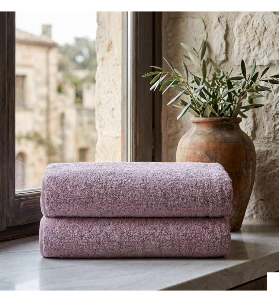 Ensemble de serviettes de bain, 2 pièces, 100 % coton, rose poudré