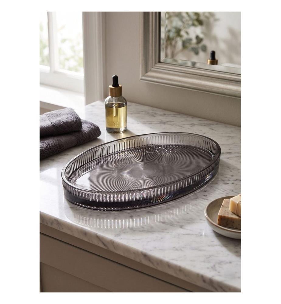 Receveur de salle de bain, 100 % verre, gris