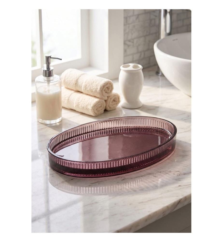 Plateau de salle de bain, 100 % verre, violet