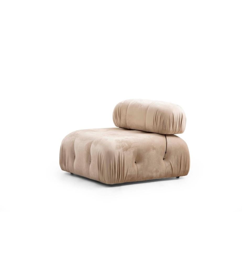 Canapé 1 place, crème, structure en hêtre - panneau d'aggloméré, tissu polyester