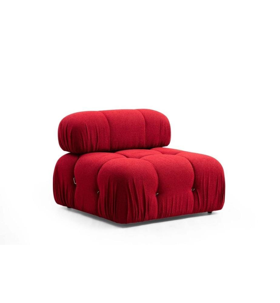 Canapé 1 place, rouge, structure en hêtre - panneau d'aggloméré, tissu polyester