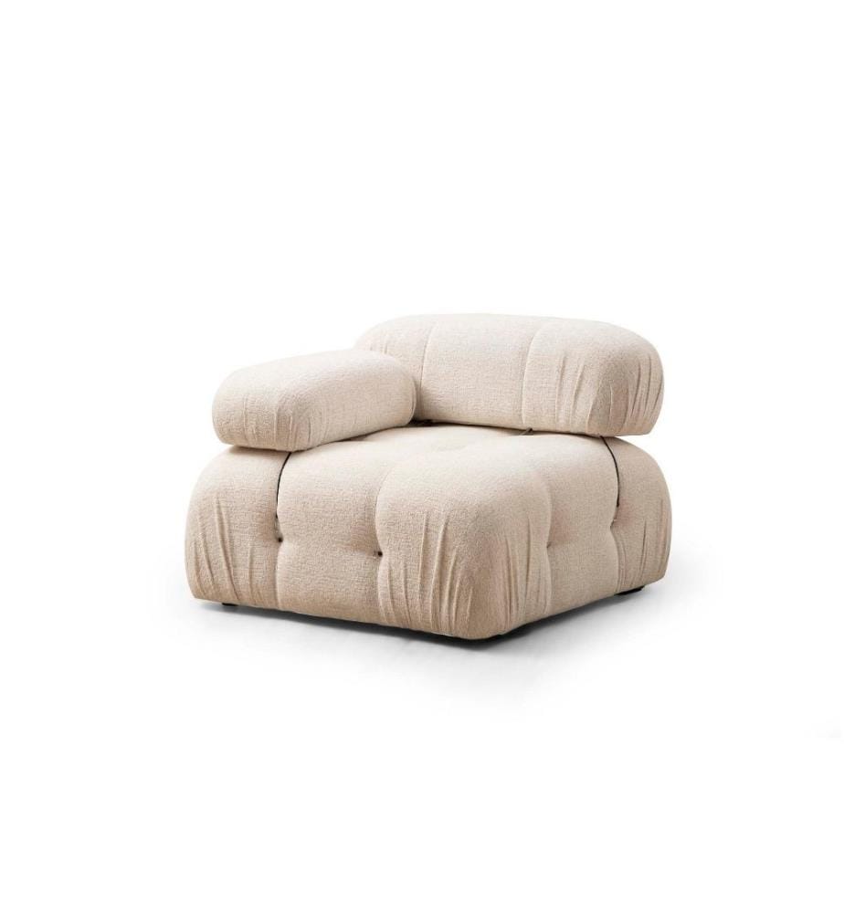 Canapé 1 place, crème, structure en hêtre - panneau d'aggloméré, tissu polyester