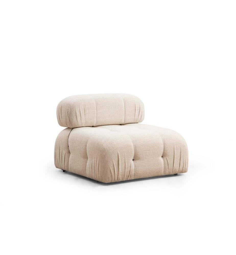 Canapé 1 place, crème, structure en hêtre - panneau d'aggloméré, tissu polyester